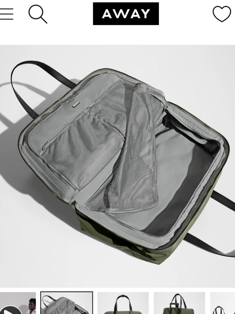 NWOT Away The Overnight Bag in Olive Green - Picture 3 of 11